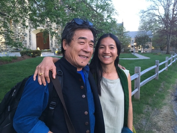 Kesang Tsetan and Tsering Wangmo Dhompa at Dartmouth in 2018
